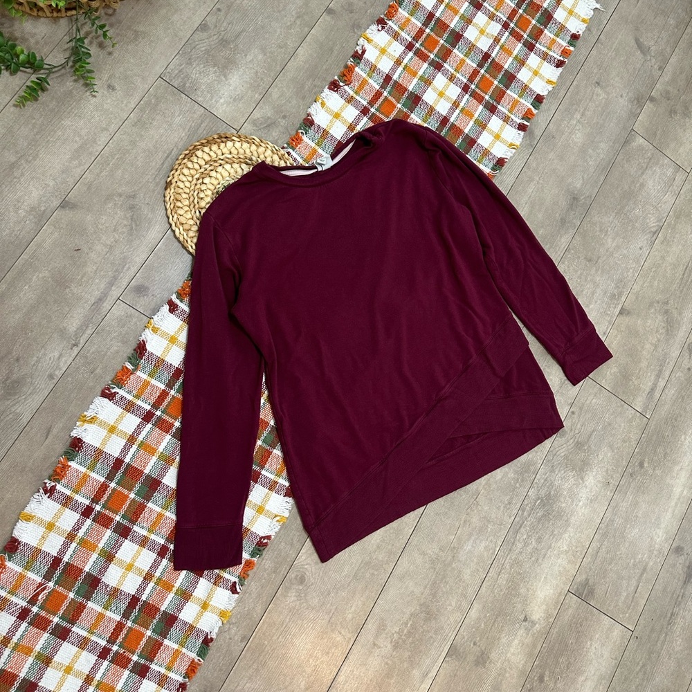A New Day Women's Long Sleeve Cross-Front Pullover Sweatshirt Burgundy Sz Large - Picture 4 of 15